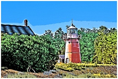 Weathered Pink Isle La Motte Lighthouse -Digital Painting